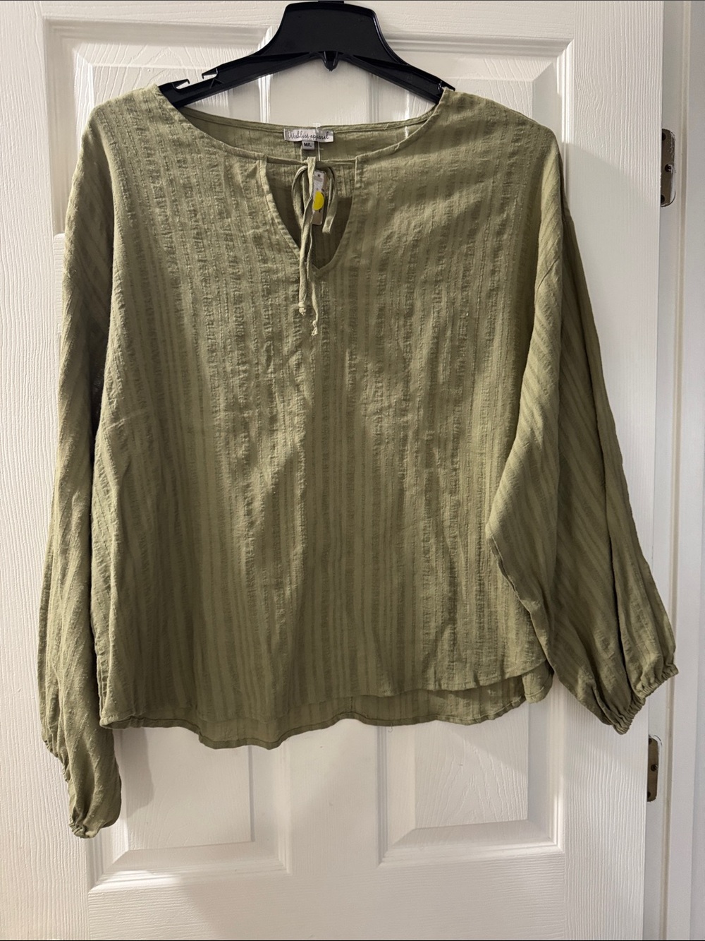 Wishlist Olive Green Textured Peasant Blouse